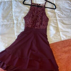 Beautiful Burgundy dress with lace and sparkle details